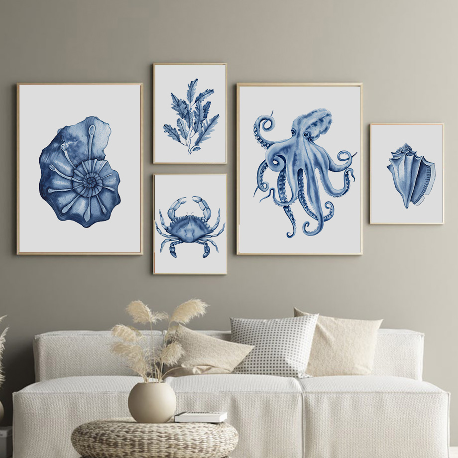 Watercolor Blue Coastal Sea Cr - Home Improvement Kids บทวิจารณ์และราคา