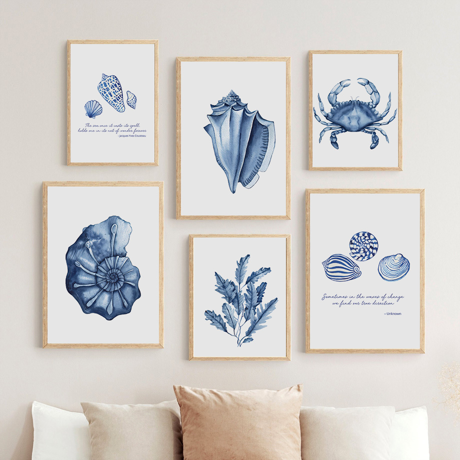 Watercolor Blue Coastal Sea Cr - Home Improvement Kids บทวิจารณ์และราคา