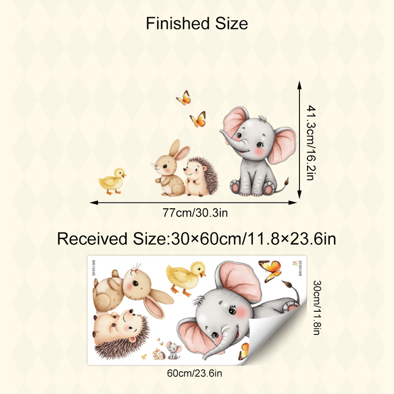 Cartoon Animal Wall Sticker -  - Home Improvement Kids บทวิจารณ์และราคา
